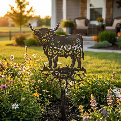 🌻🐂Highland Cow Garden Stake – Rustic Charm for Your Outdoor Space🏆