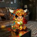 🌻🐮Creative Highland Cow Sunflower LED Night Light