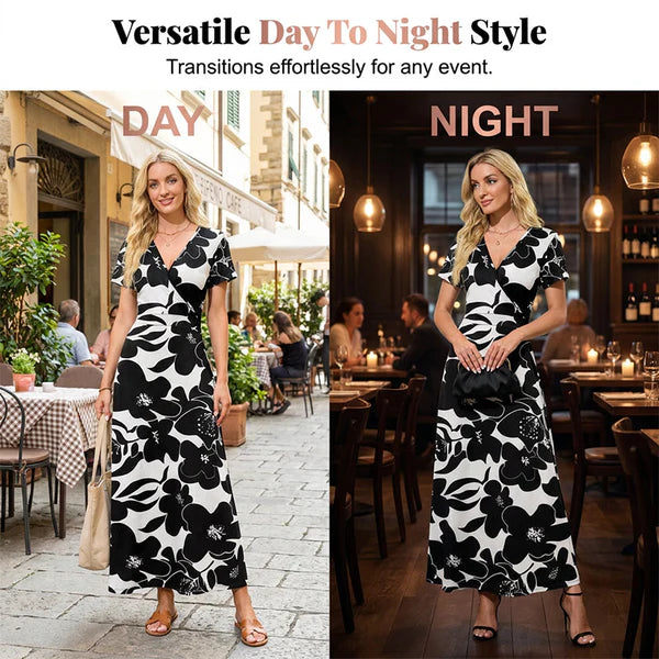 🌈Women's V-Neck Floral Beach Maxi Dress