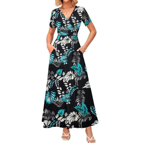 🌈Women's V-Neck Floral Beach Maxi Dress