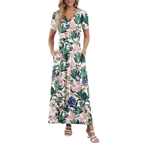 🌈Women's V-Neck Floral Beach Maxi Dress